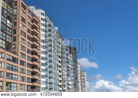High-rise Facades On Boulevard Evertsen In Vlissingen. Provinz Zeeland In The Netherlands