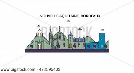 France, Bordeaux Tourism Landmarks, Vector City Travel Illustration