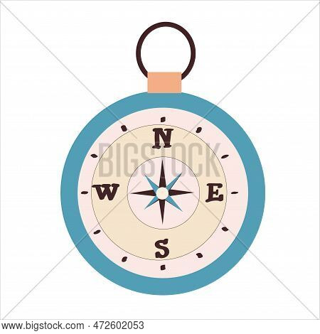 Compass Icon, Isolated On White Background Magnetic Arrow