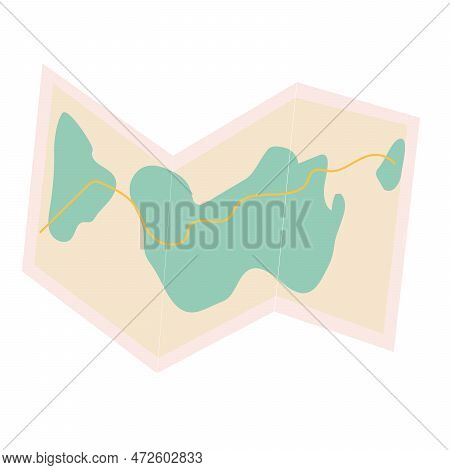 Map Camping Travelling Cartoon Paper On White Bacground