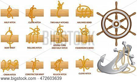 Yellow Nautical Rope Knot, Interweaving Of Ropes, Tapes Or Other Flexible Linear Materials. Twisted 