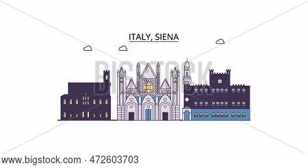 Italy, Siena Tourism Landmarks, Vector City Travel Illustration