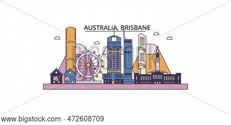 Australia, Brisbane Tourism Landmarks, Vector City Travel Illustration