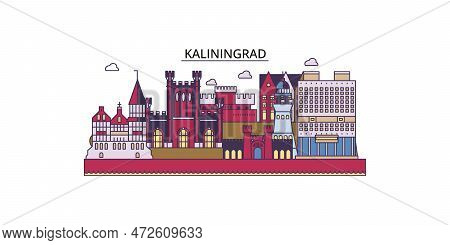 Russia, Kaliningrad Tourism Landmarks, Vector City Travel Illustration