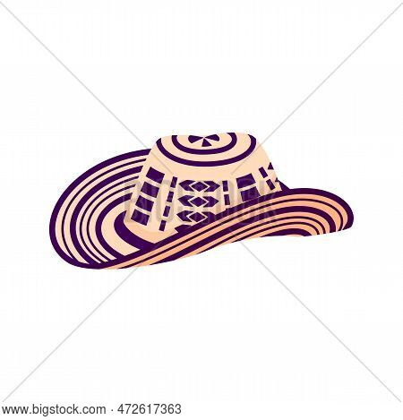 Barranquilla Carnival Holiday Hat With Tribal Print, Men Headwear. Vector Garabato Hat, Colombia Tra