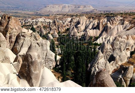 Panorama Of The Gorge And Rocks (also Called Mushrooms) Of The White Valley Of Baglidere Near Towns 