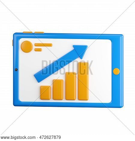 3d Icon. Tablet Icon With Infographics On The Display.
