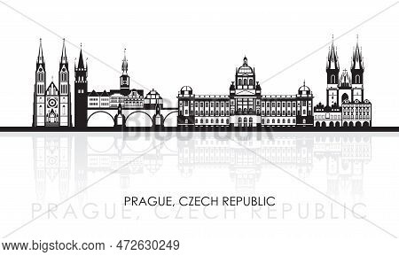 Silhouette Skyline Panorama Of City Of Prague, Czech Republic - Vector Illustration