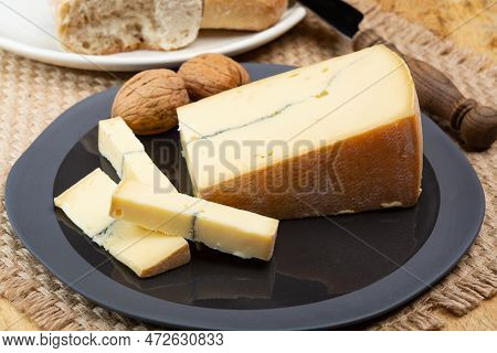 Cheese Collection, French Morbier Semi-soft Cow Milk Cheese With Black Mold Layer