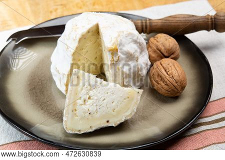 Cheese Collection, Soft Cow French Cheese With Mold Gaperon Artisanal Lavored With Cracked Peppercor