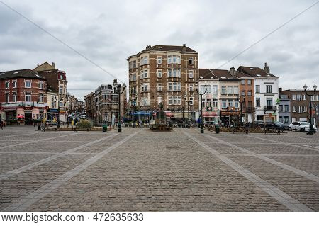 Forest,  Brussels Capital Region, Belgium, March 4, 2023 - Perspective And Straight Lines At The Sai
