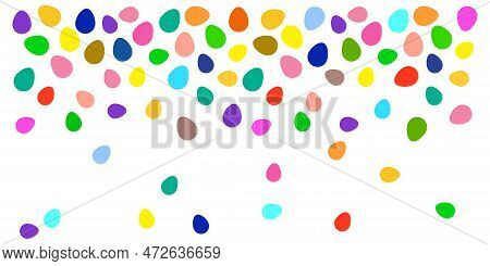 Easter Egg Vector Backgrount, Colorful Holiday Border, Spring Eggs Falling. Cute Bright Illustration