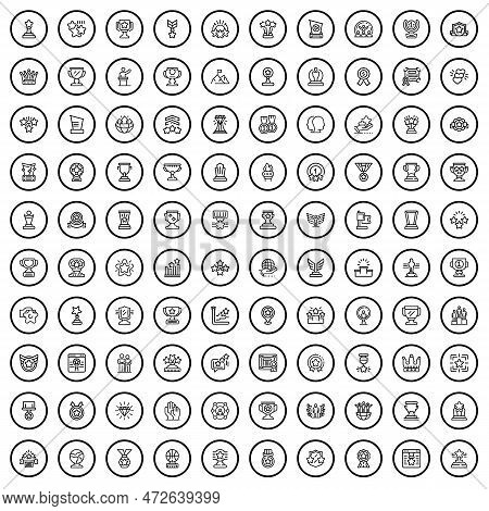 100 Award Icons Set. Outline Illustration Of 100 Award Icons Vector Set Isolated On White Background