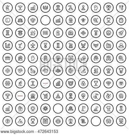 100 Prize Icons Set. Outline Illustration Of 100 Prize Icons Vector Set Isolated On White Background