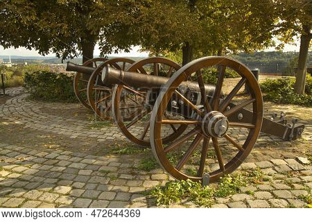 Esslingen Am Neckar. Germany. 24 September 2020. Ancient Cannons  In The  Fortress Esslingen Am Neck