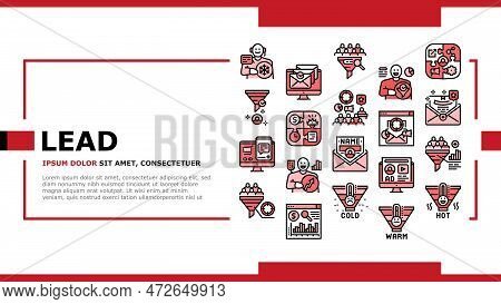 Lead Marketing Generation Landing Web Page Vector. Business Customer, Strategy Funnel, Conversion Di