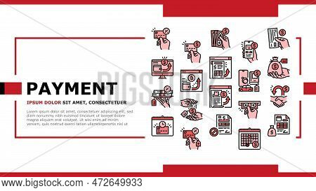 Payment Bank Money Finance Card Landing Web Page Vector. Business Online, Credit Mobile, Pay Buy, Co