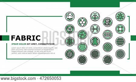 Fabric Cloth Textile Material Landing Web Page Vector. Texture White, Canvas Fashion, Cotton Silk, C
