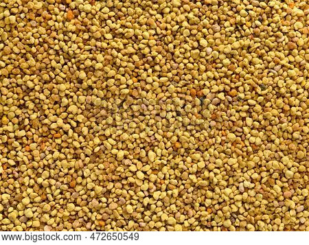 Textured Orange Perga Background, Top View, Concept Of Natural Healthy Useful Food
