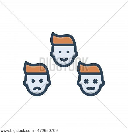 Color Illustration Icon For Expressions Character Face Joy Emotion Smile Various Feeling Sentiment S