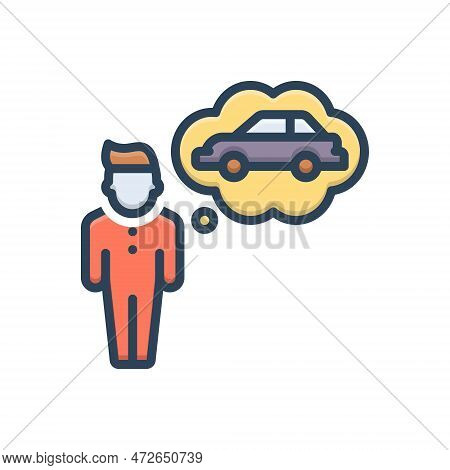 Color Illustration Icon For Wants Need Wish Craving Demand Necessity Dream Daydream Fantasy Nightmar