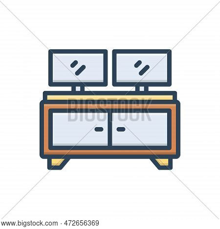 Color Illustration Icon For Double Dual Twin Copy Duplicate Paired Duplex Monitor Paired Laptop Equa