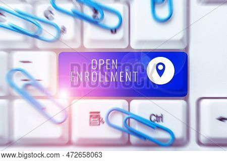 Handwriting Text Open Enrollment. Conceptual Photo The Yearly Period When People Can Enroll An Insur