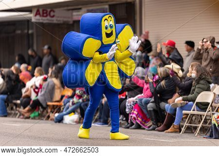 Brownsville, Texas, Usa - February 26, 2022: Charro Days Grand International Parade, Sparky The Masc