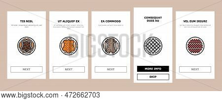 Fabric Cloth Textile Material Onboarding Mobile Vector. Texture White, Canvas Fashion, Cotton Silk, 
