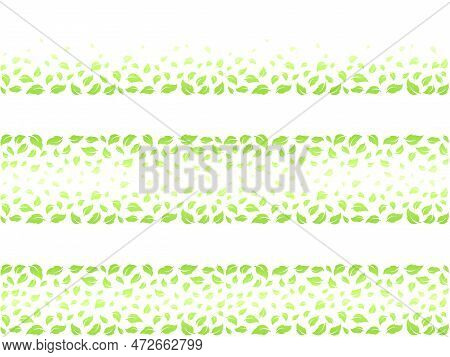 Green Leaves Branches Silhouettes Stripe Background Banner