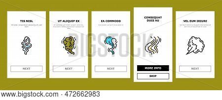 Smell Smoke Gas Nose Aroma Onboarding Mobile Vector. Sense Outline, Odor Scent, Hot Perfume, Warm St