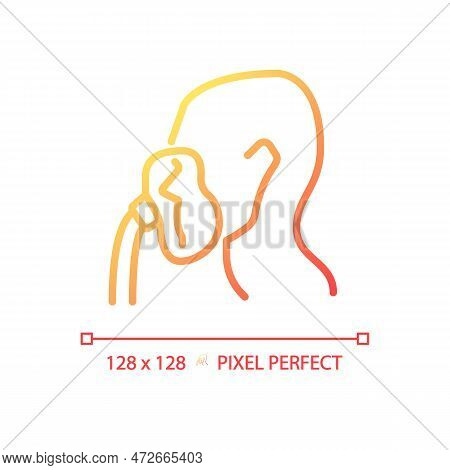 Oxygen Mask Pixel Perfect Gradient Linear Vector Icon. Intensive Care Equipment. Emergency Air For R