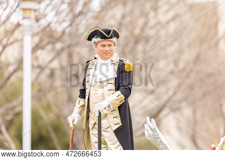 Laredo, Texas, Usa - February 19, 2022: The Anheuser-busch Washington's Birthday Parade, Man Dress U