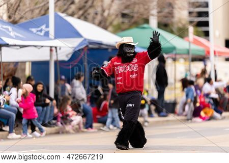 Laredo, Texas, Usa - February 19, 2022: The Anheuser-busch Washington's Birthday Parade, Tecolotes D