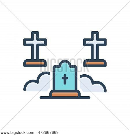 Color Illustration Icon For Deaths Autopsy Cadaver Deceased Christ Salvation Graveyard Graves Cempas