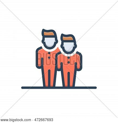 Color Illustration Icon For Brother Buddy Friend Fellow Chum Comrade Relation Trust Together Relativ