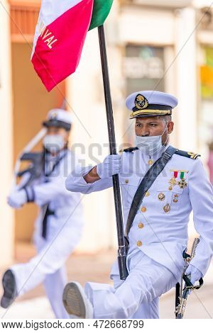 Matamoros, Tamaulipas, Mexico - September 16, 2022: Desfile 16 De Septiembre, Mexican Navy Personel 