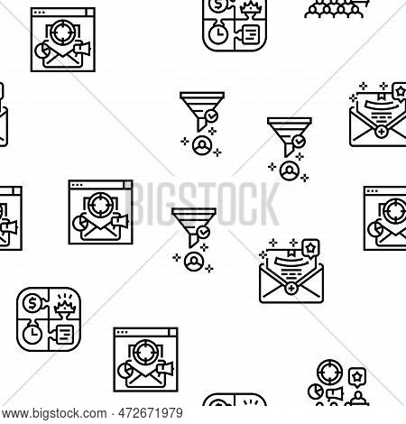 Lead Marketing Generation Vector Seamless Pattern Thin Line Illustration