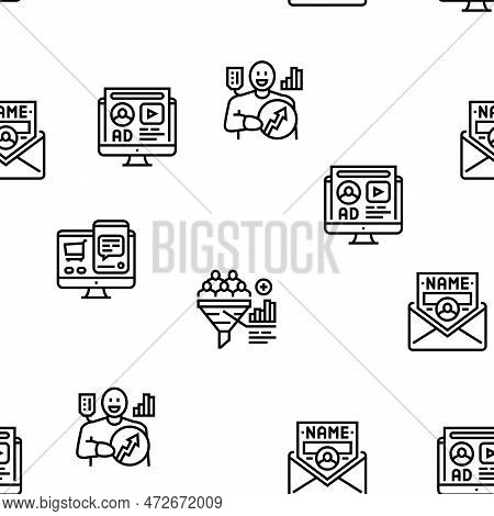 Lead Marketing Generation Vector Seamless Pattern Thin Line Illustration