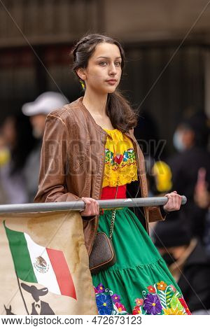 Brownsville, Texas, Usa - February 26, 2022: Charro Days Grand International Parade, Member Of Vaque