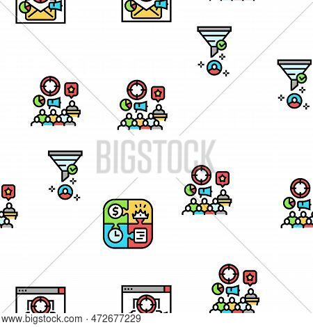 Lead Marketing Generation Vector Seamless Pattern Thin Line Illustration