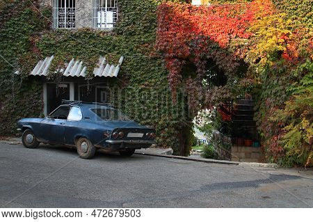 Douma, Lebanon, November 21, 2015: An Old Car Parked In Front Of A House In Douma, Lebanon.