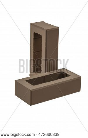 Building And Constructions Ideas. New Brownish Sample Brick For Wall Building Isolated On White