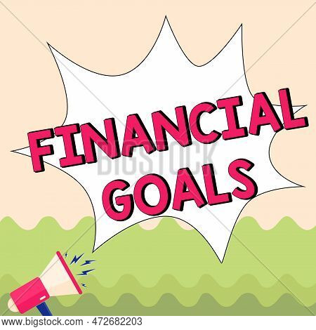 Sign Displaying Financial Goals. Business Concept Targets Usually Driven By Specific Future Financia