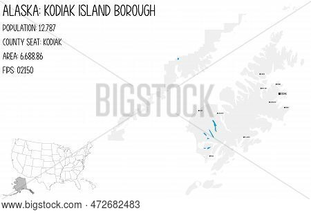 Large And Detailed Map Of Kodiak Island Borough In Alaska, Usa.