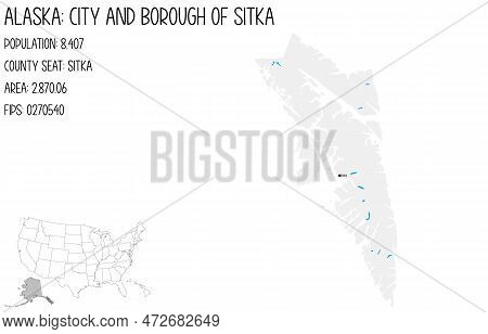 Large And Detailed Map Of City And Borough Of Sitka In Alaska, Usa.