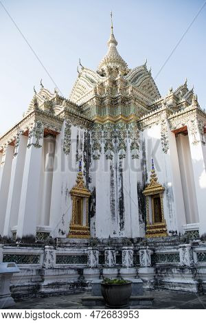 Magnificent Exteriors Of Phra Mondop In Wat Pho, Bangkok. This Scripture Hall Has Its Own Library Fi