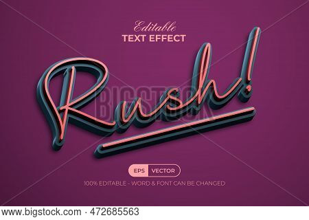 Rush 3d Text Effect Script Style. Editable Text Effect.