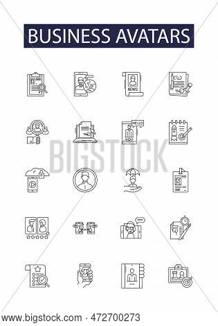 Business Avatars Line Vector Icons And Signs. Avatars, Company, Logo, Corporate, Image, Character, I