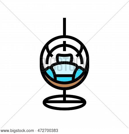 Hammock Chair Living Room Color Icon Vector. Hammock Chair Living Room Sign. Isolated Symbol Illustr